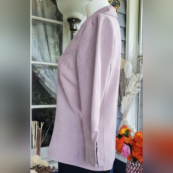 Sonoma Faux Suede ¾ Sleeves Button Cuffs V-neck Button Down Top Shirt Small - Picture 6 of 8